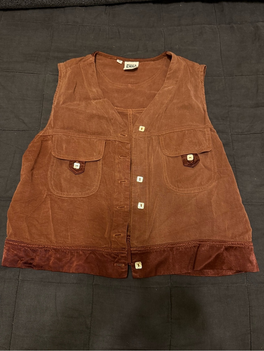 Johnny Was Sleeveless Button Vest with Pearl buttons